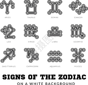 Zodiac 符号 薄线矢量图标网络界面技术数据八字星星处女空气财富电脑图片