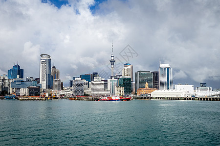 新西兰奥克兰的海观 新西兰摩天大楼海洋旅行海岸多样性城市建筑学中心港口天空图片