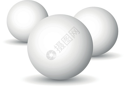 三个白球 球或圆形 3D矢量物体 白色背景上投下阴影图片