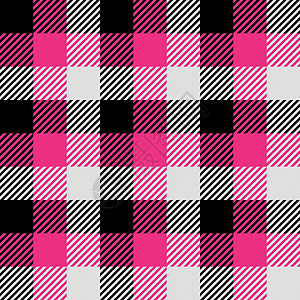 粉红色 白色和黑色的Lumberjawh条格模式 无缝矢量模式 简单老式纺织品设计图片