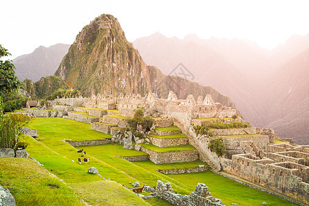 秘鲁印加州失落市马丘皮丘文化阳光拉丁废墟马丘耀斑旅游历史性遗产地标图片