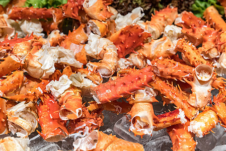 阿拉斯干王蟹店铺餐厅动物午餐市场食物烹饪海鲜零售奢华图片