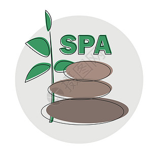矢量 Spa Logo 模板 Spa 石块手画插图 用于 Popa 标识设计商业艺术化妆品标签竹子瑜伽工艺生态愈合按摩图片