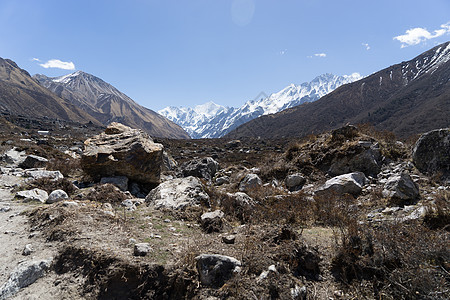 尼泊尔Langtand河谷登山天空假期浪塘旅游生态远足山脉旅行图片