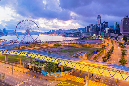 香港清晨摩天轮城市建筑渡船旅游建筑学市中心海洋经济天空图片