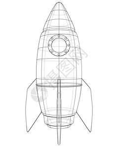 火箭素描  3 的矢量渲染飞船蓝图草图绘画插图艺术背景图片