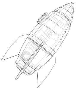 火箭素描  3 的矢量渲染草图绘画艺术飞船蓝图插图背景图片