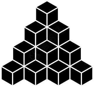 立方体的黑色金字塔 在白色背景上孤立的平面矢量图图片