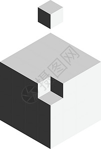解决方案设计元素概念  3D 立方体块 最后一块在外面 它制作图案矢量艺术盒子白色植物正方形技术商业建造公司科学图片