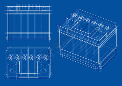 电瓶车轮廓  3 的矢量渲染绘画电池香椿草图工程师力量细胞容量技术累加器图片