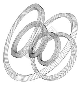 Torus 大纲 3d 矢量投影几何学立方体圆环虫洞绘画蓝图风格路口装饰插图图片
