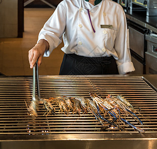 Grilled 主厨营养烹饪海鲜食物白色美食派对午餐龙虾对虾图片