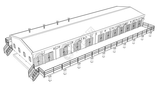 线框工业建筑金属设施运输车库职场工厂生意办公室商业建筑学图片