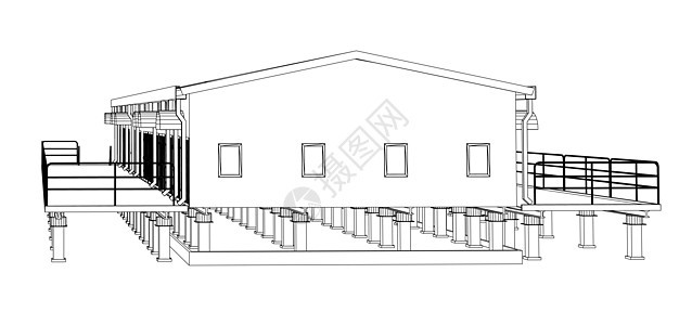 线框工业建筑贮存运输送货住房仓库职场商业地面物流建筑学图片