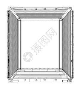 货物集装箱 线框样式3d起重机盒子贮存商业商品工业运输船运货运图片