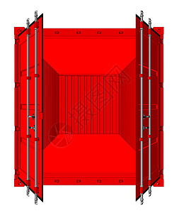 开放货物集装箱出口等距货运船运白色工具工业金属仓库红色图片