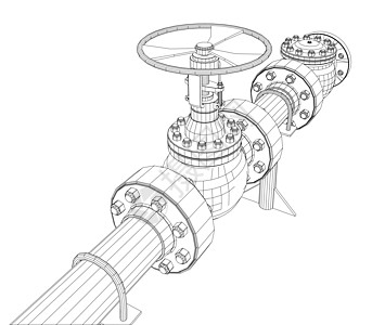 线框工业阀门金属设施工程配件工厂植物3d黑色压力软管图片