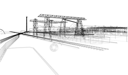 工厦大纲黑色草图框架场景活动城市3d工厂房子建筑学图片