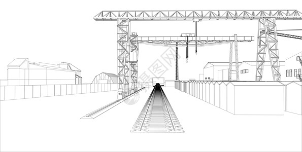 工厦大纲工业白色框架活动蓝图场景3d工程城市建筑学图片