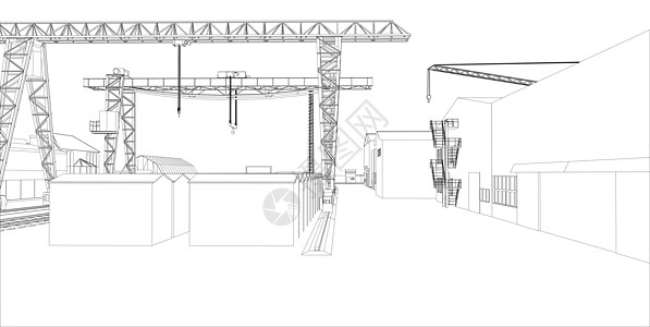 工厦大纲建筑学活动房子场景框架3d城市工厂工业草图图片