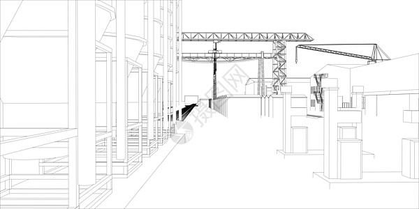 工厦大纲房子工厂活动草图工业黑色框架蓝图白色建筑物图片