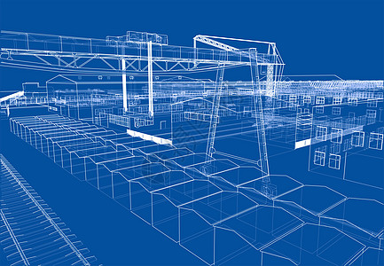 工厦大纲工厂房子建筑物工程场景建筑学黑色框架活动草图图片