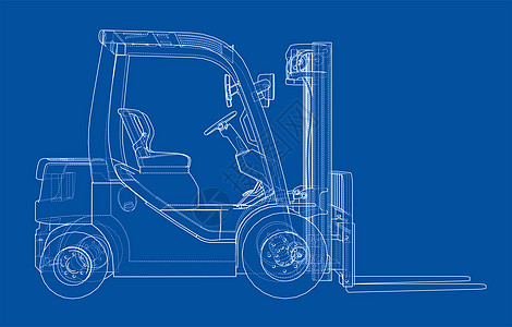 Forklift概念 3d 插图草图搬运工装载机绘画叉车船运货运仓库送货贮存图片