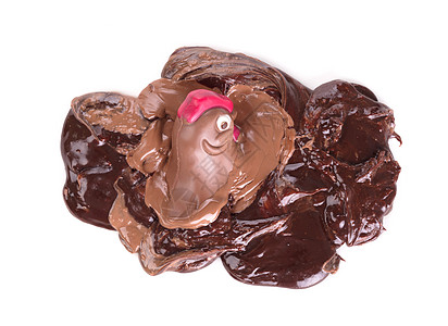 冷冻巧克力末巧克力鸡公鸡液体家禽传统巧克力甜蜜展示桌子甜点垃圾背景图片