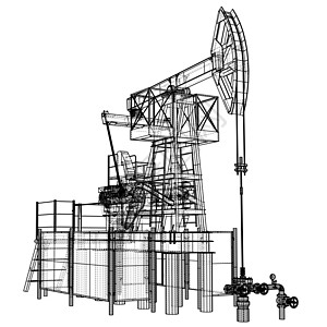 线框柱式油泵千斤顶气体管道钻头活力钻机草图黑色燃料石油生产图片