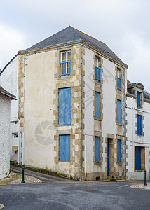 法国的房屋快门房子蓝色旅行街道窗户角落建筑学石头百叶窗图片