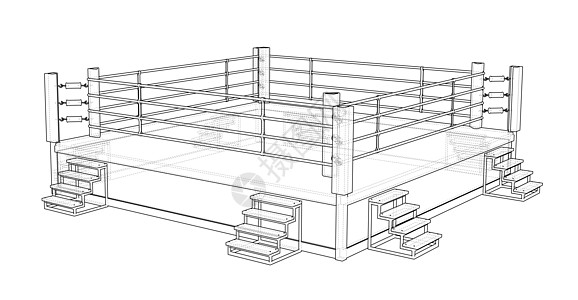 在白色背景上的拳击台竞技场斗争螺丝平台蓝图草图摔角帖子竞赛游戏图片