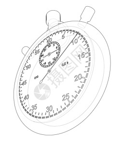 秒表或计时器 sketc技术蓝图手表3d时间跑表警报绘画运动闹钟图片