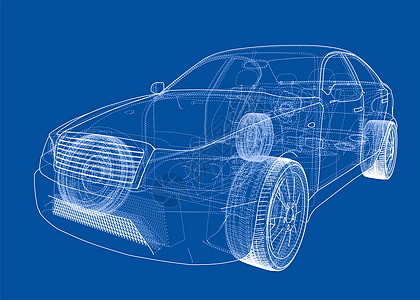 概念车大纲3d绘画保险杠蓝图汽车插图数字化技术框架驾驶图片