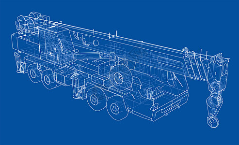 移动起重机蓝图工程3d工作建造车轮运输机器转盘力量载体图片