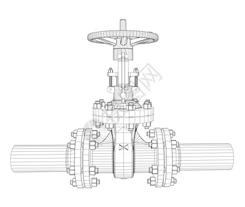 工业阀门  3d 它制作图案工程螺栓管道绘画工厂旋转草图金属白色龙头图片