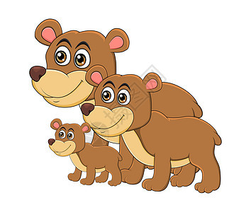 卡通熊动物家庭 孤立在白色背景上图片