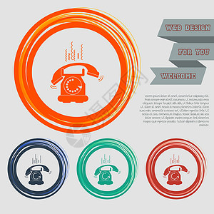 在您的网站的红色蓝色绿色橙色按钮上的电话图标和带有空格文本的设计 韦克托图片