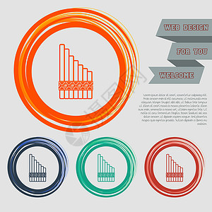 为您的网站设计红色蓝色绿色橙色按钮上的木琴图标 并使用空格文本进行设计 韦克托图片