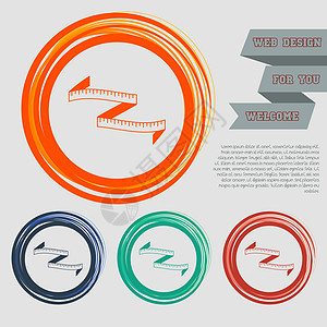 在您的网站的红色蓝色绿色橙色按钮上测量卷尺图标 并使用空格文本进行设计 韦克托图片