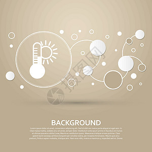 棕色背景上的温度 医学温度计 天气气候图标 具有优雅的风格和现代设计信息图 向量图片