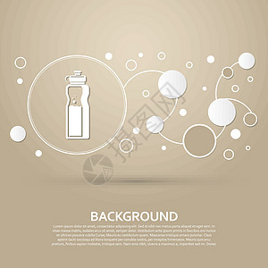 棕色背景上的一瓶水图标 具有优雅的风格和现代设计信息图表 韦克托图片