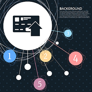 发送带有信用卡图标 背景到点并具有信息图表风格的货币 矢量( V)图片