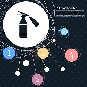 带有点对面背景及信息地理风格的灭火器图标 矢量( Y)图片