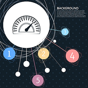 具有指向点背景和信息地理风格的速率计图标 矢量图片