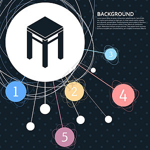 带有背景到点的凳子图标 并有信息图表样式 矢量图片