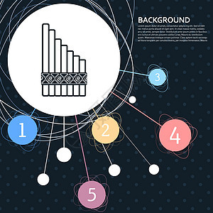 xylophone 图标 其背景指向点并带有信息地理样式 矢量图片