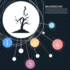 闪电和树图标 其背景与点信息图样式相近 矢量图片