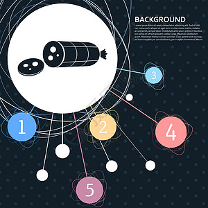 烟熏香肠切片图标与背景点和信息图表样式 韦克托图片
