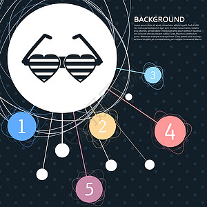 心形图标形式的太阳镜 背景要点和信息图表样式 韦克托图片