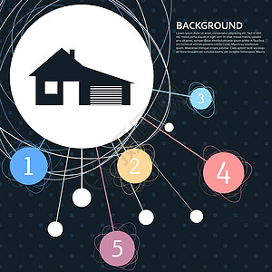 房子与车库图标背景到点和信息图表样式 韦克托图片